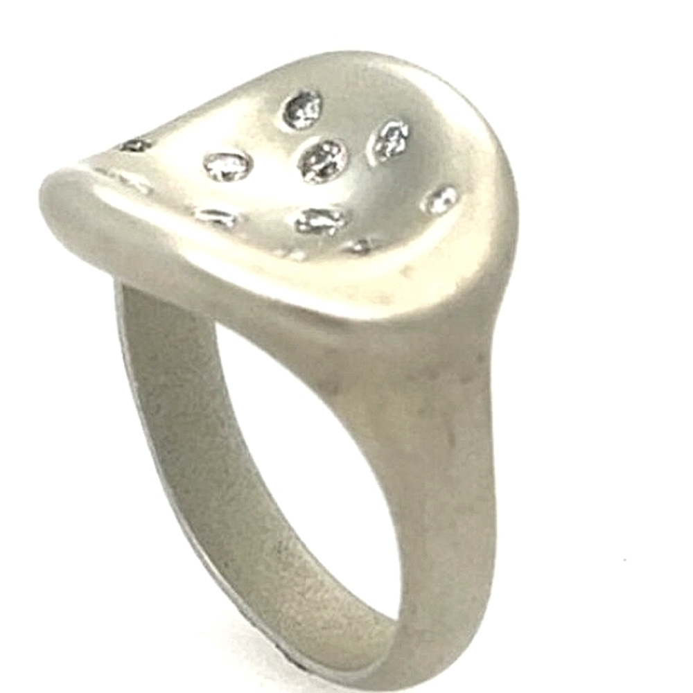 Robert Lee Morris Sterling Silver Modernist Diamond Ring